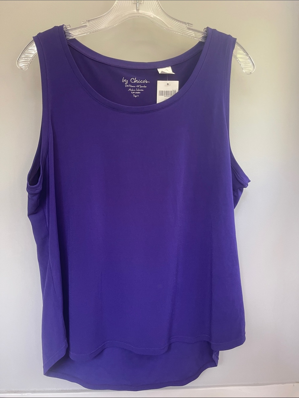 Chico's Sleeveless African Amethyst High-Low  Scoop Neck Tank Top